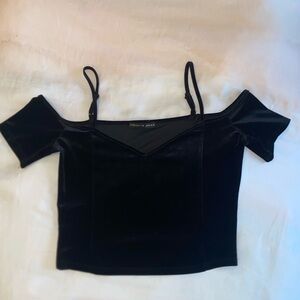 Black Velvet off-the-shoulder crop top